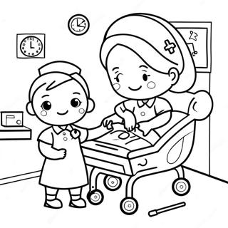 Cute Nurse Helping Patient Coloring Page 20044-16295