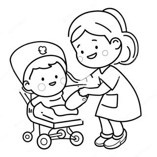 Cute Nurse Helping Patient Coloring Page 20044-16296