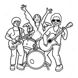 Energetic Rock Band Performing Coloring Page 20064-16312