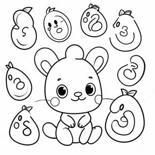 Cute Cartoon Numbers Coloring Page 20104-16343