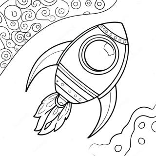 Colorful Rocket Ship In Space Coloring Page 20114-16349