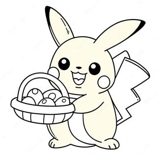 Cute Pikachu With Easter Basket Coloring Page 20214-16426