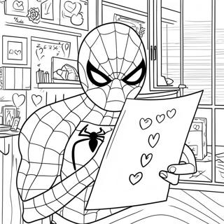 Spiderman With Love Letters Coloring Page 20244-16457