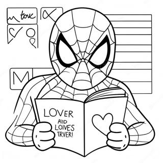 Spiderman With Love Letters Coloring Page 20244-16458