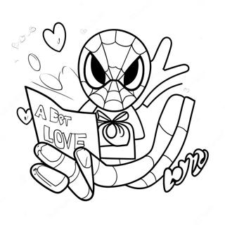 Spiderman With Love Letters Coloring Page 20244-16459