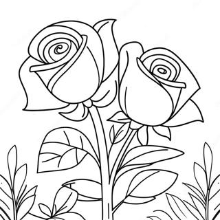 Beautiful Roses In A Garden Coloring Page 20254-16463