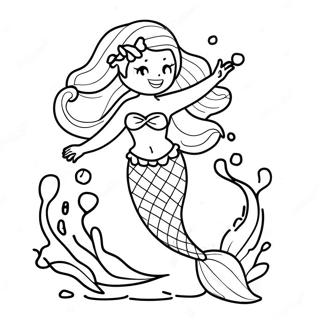 Elemental Water Splashing Mermaid Coloring Page 202-165