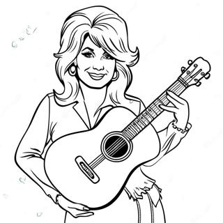 Dolly Parton With Guitar Coloring Page 20364-16561