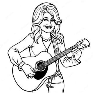 Dolly Parton With Guitar Coloring Page 20364-16562