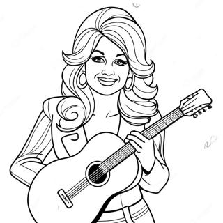 Dolly Parton With Guitar Coloring Page 20364-16564