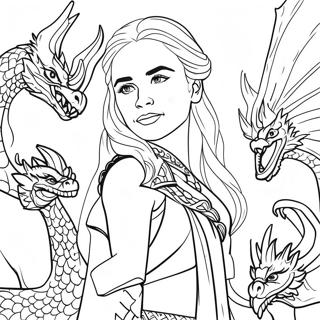 Daenerys Targaryen With Dragons Coloring Page 20414-16590