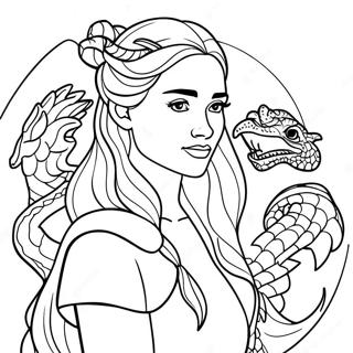 Daenerys Targaryen With Dragons Coloring Page 20414-16592