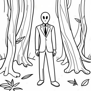 Creepy Slenderman In The Forest Coloring Page 20424-16599