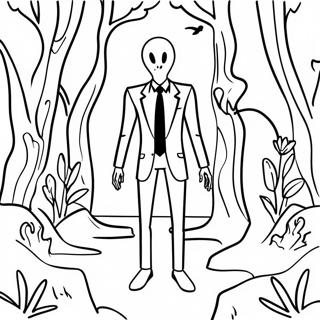 Creepy Slenderman In The Forest Coloring Page 20424-16600