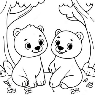 Cute Cubs Playing In The Forest Coloring Page 20434-16602