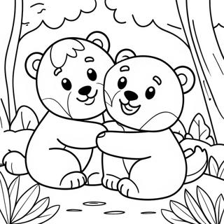 Cute Cubs Playing In The Forest Coloring Page 20434-16603