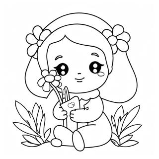 Cute Nana With Flowers Coloring Page 20494-16651