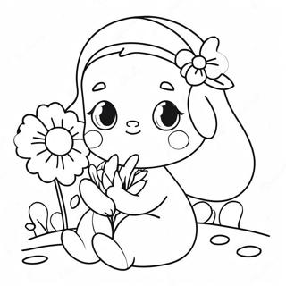 Cute Nana With Flowers Coloring Page 20494-16652