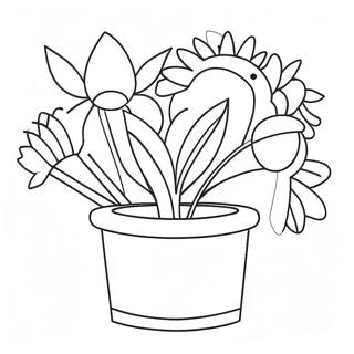 Flower Pot With Colorful Flowers Coloring Page 20503-16660