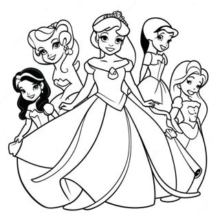 Elegant Disney Princesses Coloring Page 20514-16664