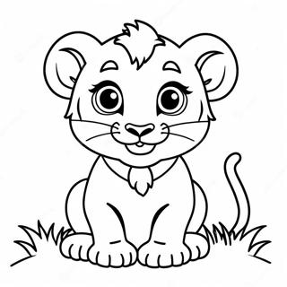 Playful Baby Lion Cub Coloring Page 20534-16685