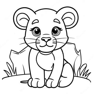 Playful Baby Lion Cub Coloring Page 20534-16688