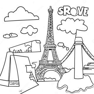 Colorful Landmarks From Around The World Coloring Page 2062-1761