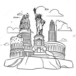 Colorful Landmarks From Around The World Coloring Page 2062-1764