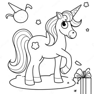 Birthday Unicorn Coloring Pages