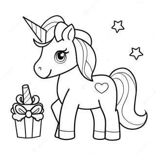 Sparkling Birthday Unicorn Coloring Page 20634-16762