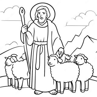 Gentle Good Shepherd With Sheep Coloring Page 20684-16802