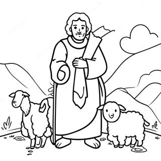 Gentle Good Shepherd With Sheep Coloring Page 20684-16803