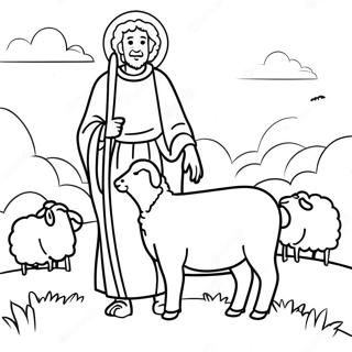 Gentle Good Shepherd With Sheep Coloring Page 20684-16804