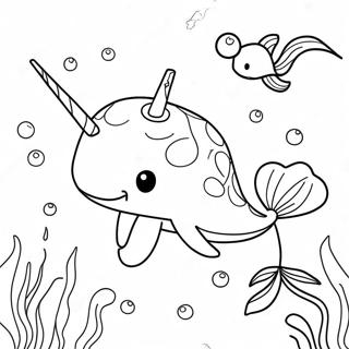 Adventurous Narwhal Swimming Coloring Page 20724-16835