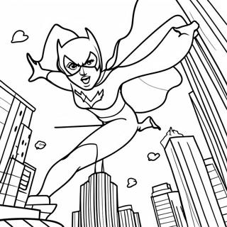 Batgirl Flying Through The City Coloring Page 20964-17017