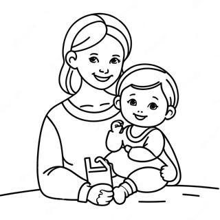 Cute Mom And Child Coloring Page 21014-17057