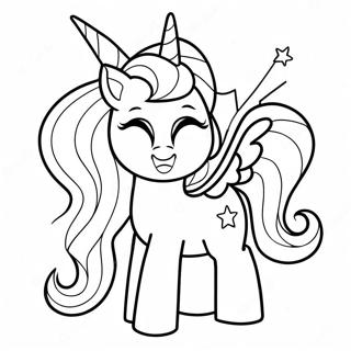 Sparkling Alicorn With Rainbow Mane Coloring Page 2102-1795