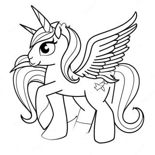 Sparkling Alicorn With Rainbow Mane Coloring Page 2102-1796