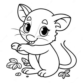 Playful Baby Possum Coloring Page 21094-17122