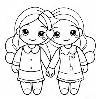 Cute Lesbian Couple Holding Hands Coloring Page 21124-17149