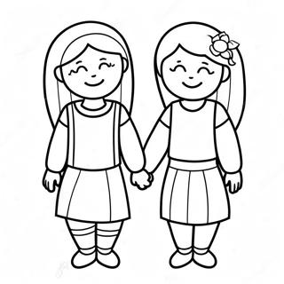 Cute Lesbian Couple Holding Hands Coloring Page 21124-17150