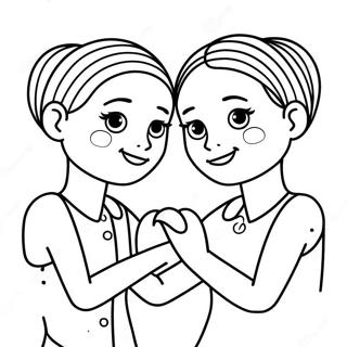 Cute Lesbian Couple Holding Hands Coloring Page 21124-17151