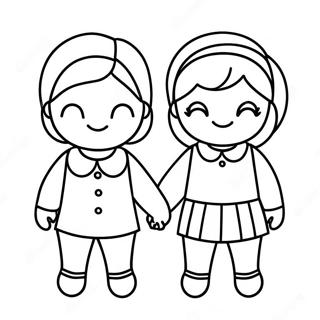 Cute Lesbian Couple Holding Hands Coloring Page 21124-17152