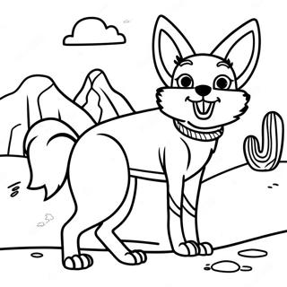 Playful Coyote In The Desert Coloring Page 21164-17177