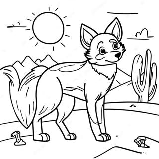 Playful Coyote In The Desert Coloring Page 21164-17178