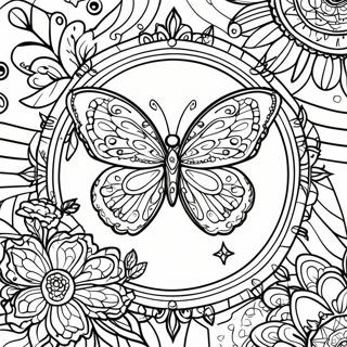 Dreamcatcher Butterfly Mandala Coloring Page 21213-17212