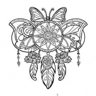 Intricate Dreamcatcher Butterfly Design Coloring Page 21214-17218