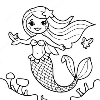 Enchanted Beautiful Mermaid Coloring Page 21243-17235