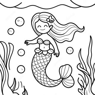 Magical Underwater Mermaid Scene Coloring Page 21244-17244