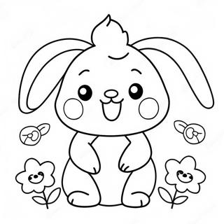 Cute Kawaii Bunny With Flowers Coloring Page 21264-17260